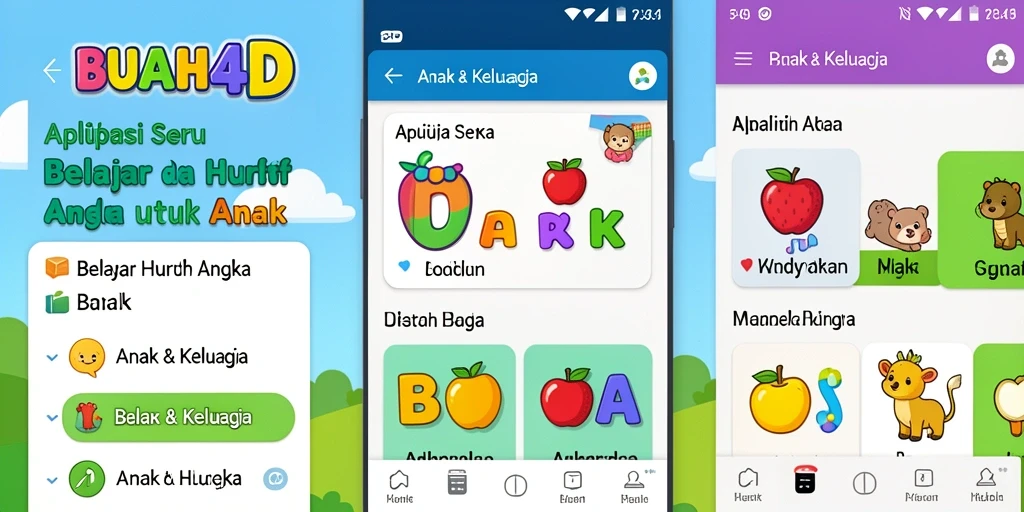 Antarmuka BUAH4D yang ceria dan mendidik, sempurna untuk anak-anak.