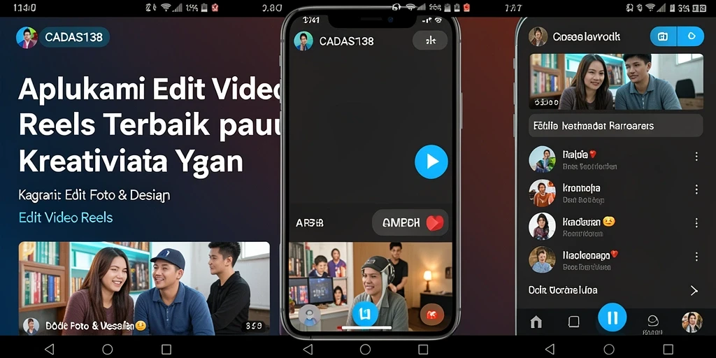 Screenshot utama CADAS138 menampilkan antarmuka aplikasi Edit Video Reels yang intuitif.