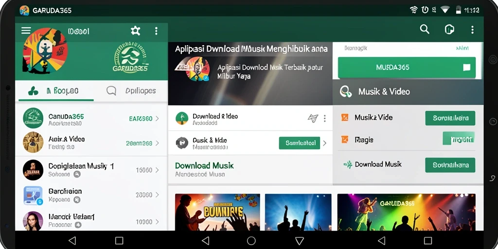 Tampilan antarmuka GARUDA365 yang menarik saat mengunduh musik.