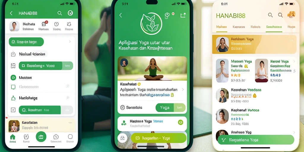 Antarmuka aplikasi HANABI88 menampilkan sesi yoga yang jelas dan terstruktur.