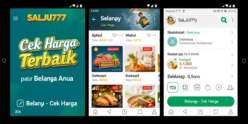 Antarmuka aplikasi SALJU777 yang menampilkan fungsi Cek Harga.