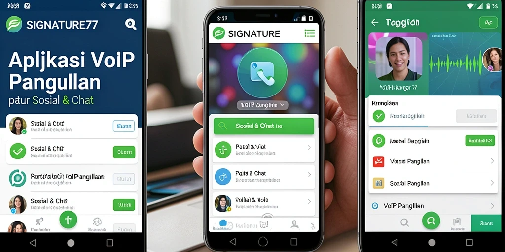 Antarmuka aplikasi SIGNATURE77 yang user-friendly untuk VoIP Panggilan.