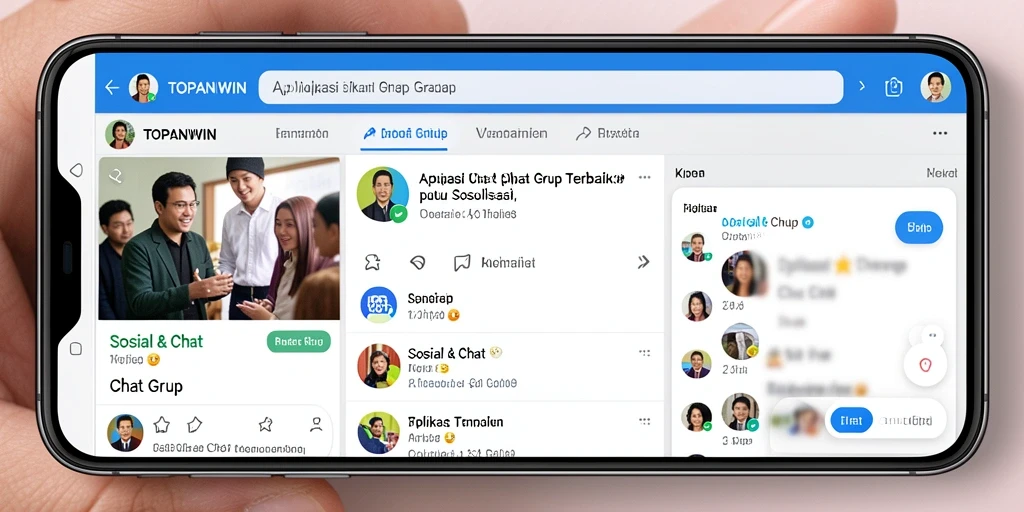 Antarmuka utama TOPANWIN dengan fungsi Chat Grup yang interaktif.